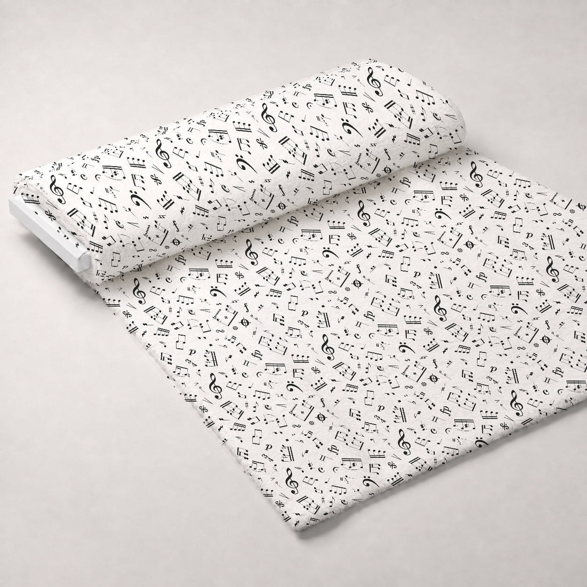 Black and White Music Notes Minky Fabric