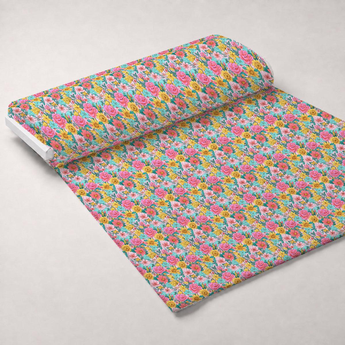 Bright Summer Blooming Flowers 9 Minky Fabric