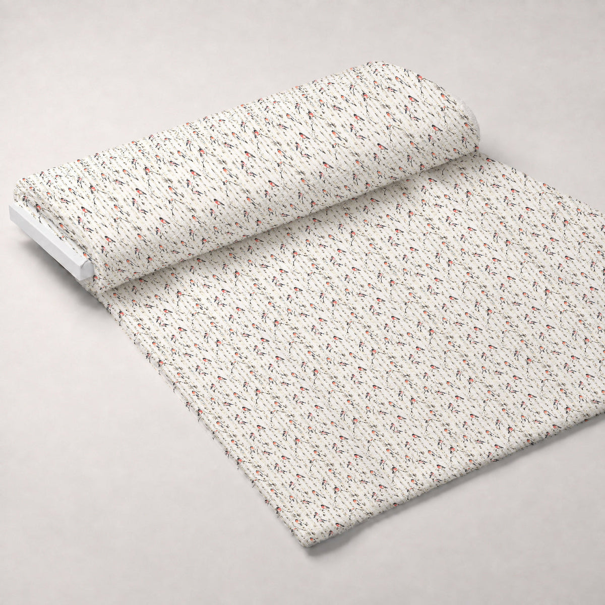 Bullfinches on Birch Trees Minky Fabric