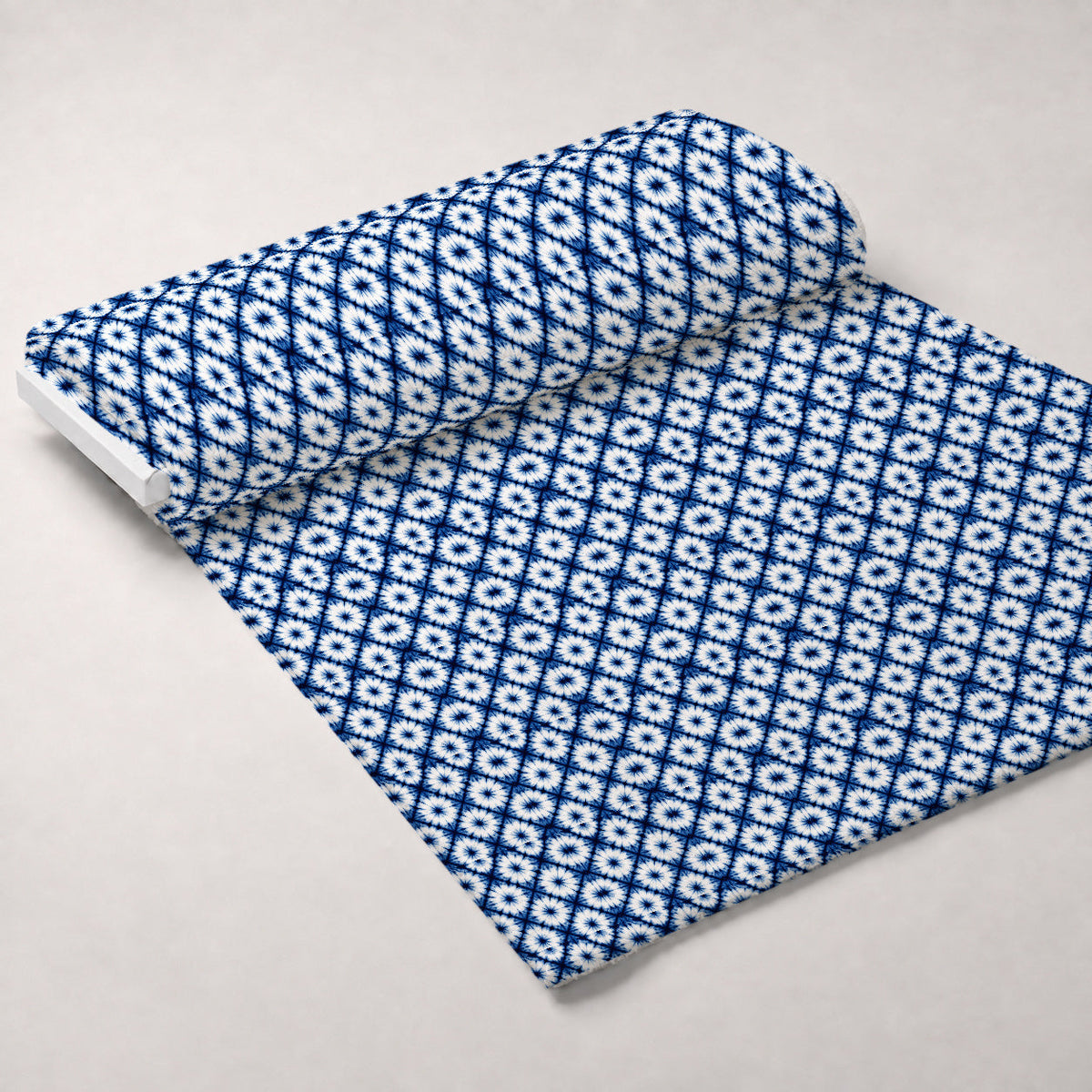 Cobalt Batik Blooms Pattern 22 Minky Fabric