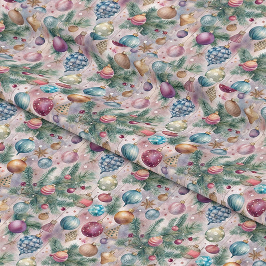Pastel Christmas Time Pattern 3 Quilting Cotton Fabric