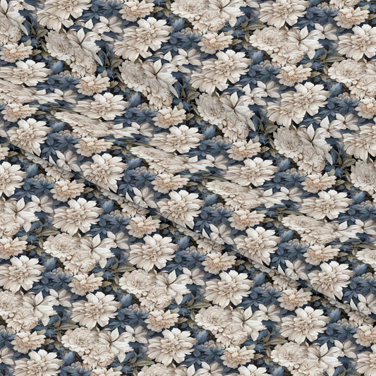 White Flowers Pattern 5 Quilting Cotton Fabric
