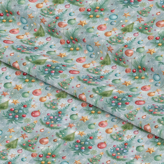 Pastel Christmas Time Pattern 7 Quilting Cotton Fabric