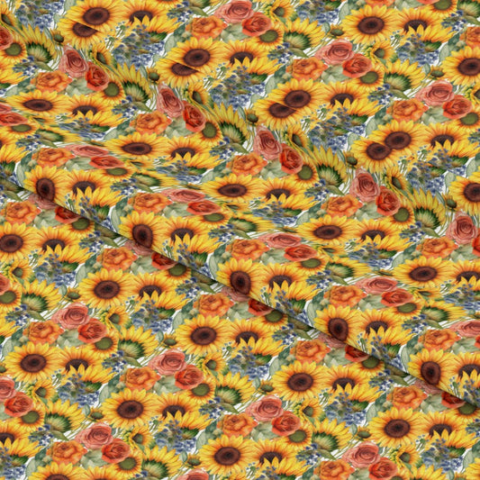 Sunflower and Butterfly Pattern 22 Quilting Cotton Fabric