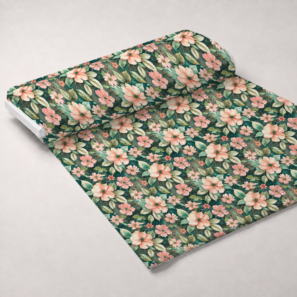 Emerald Blush Blooms Pattern 1 Minky Fabric