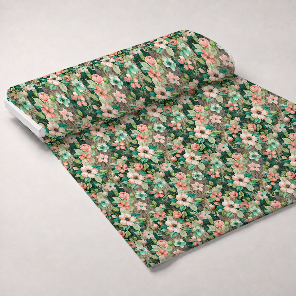 Emerald Blush Blooms Pattern 5 Minky Fabric