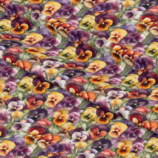 Pansy Flowers Pattern 10 Quilting Cotton Fabric