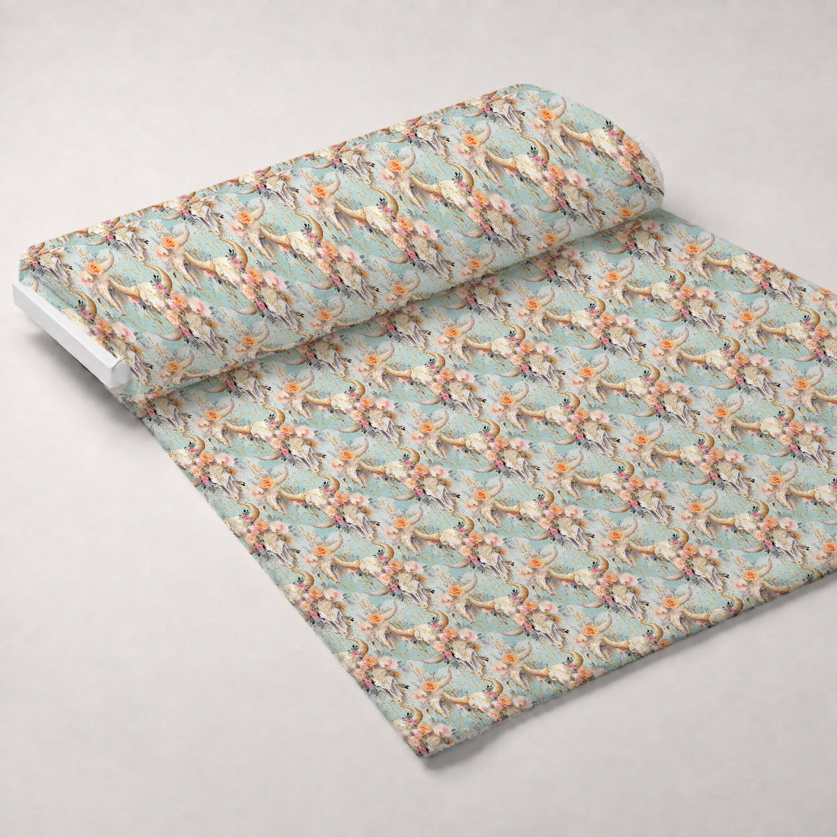 Floral Longhorn Pattern 2 Minky Fabric