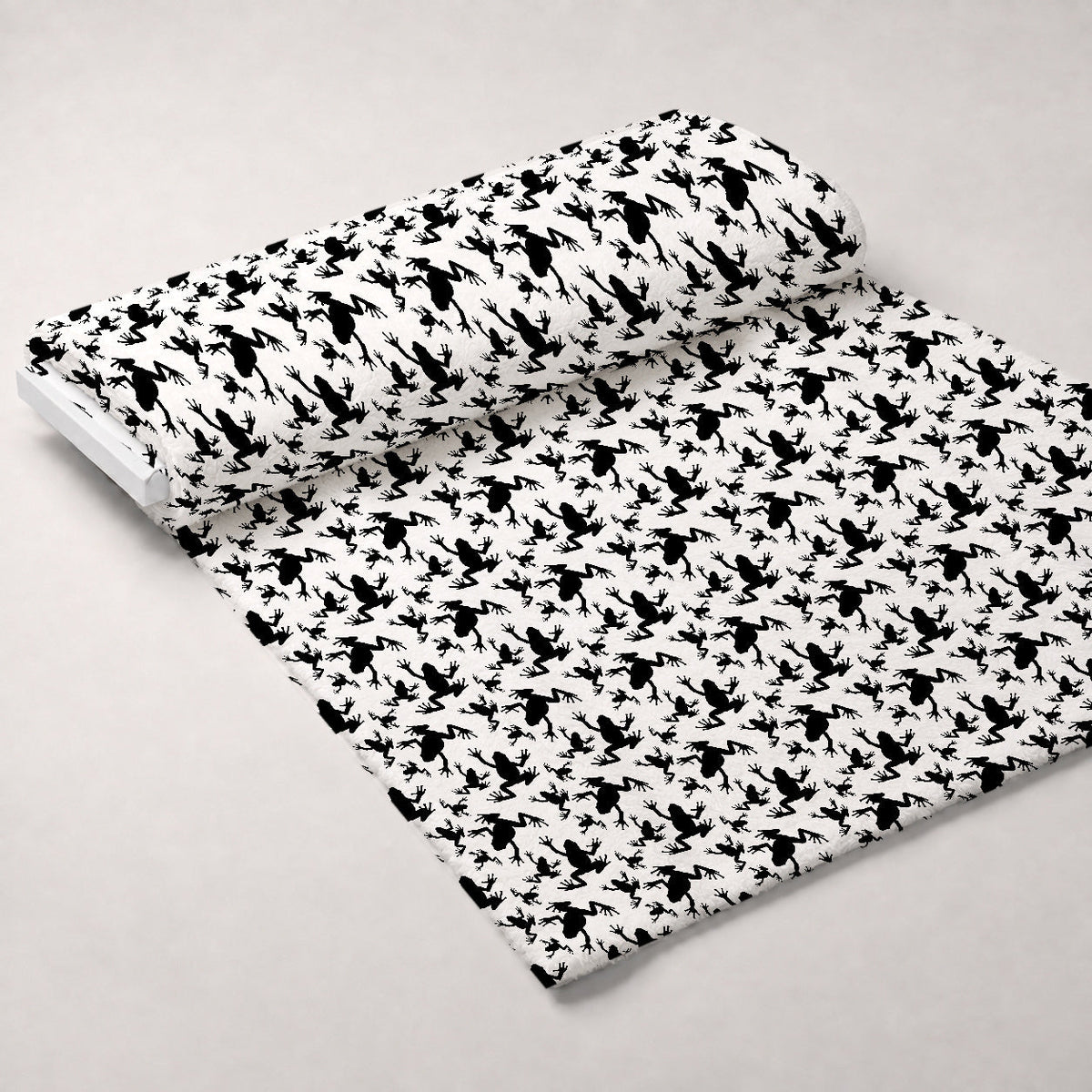 Frog Silhouettes on White Minky Fabric