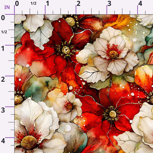Gilded Poinsettia Reverie Pattern 1 Minky Fabric