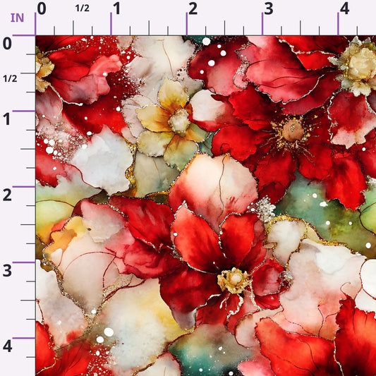 Gilded Poinsettia Reverie Pattern 6 Minky Fabric