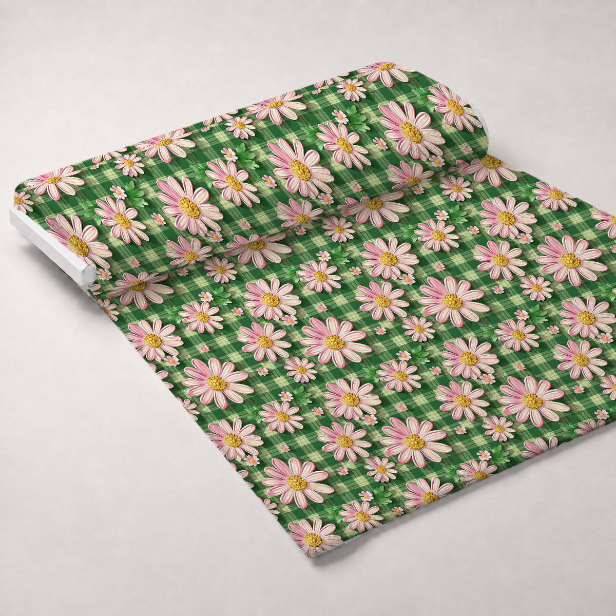 Gingham Daisies Pattern 12 Minky Fabric