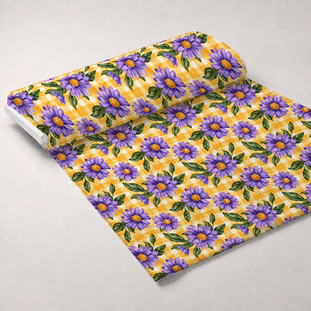 Gingham Daisies Pattern 13 Minky Fabric