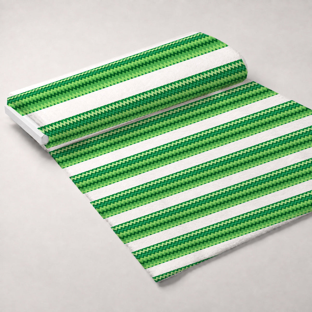Green Chevron Pattern Minky Fabric