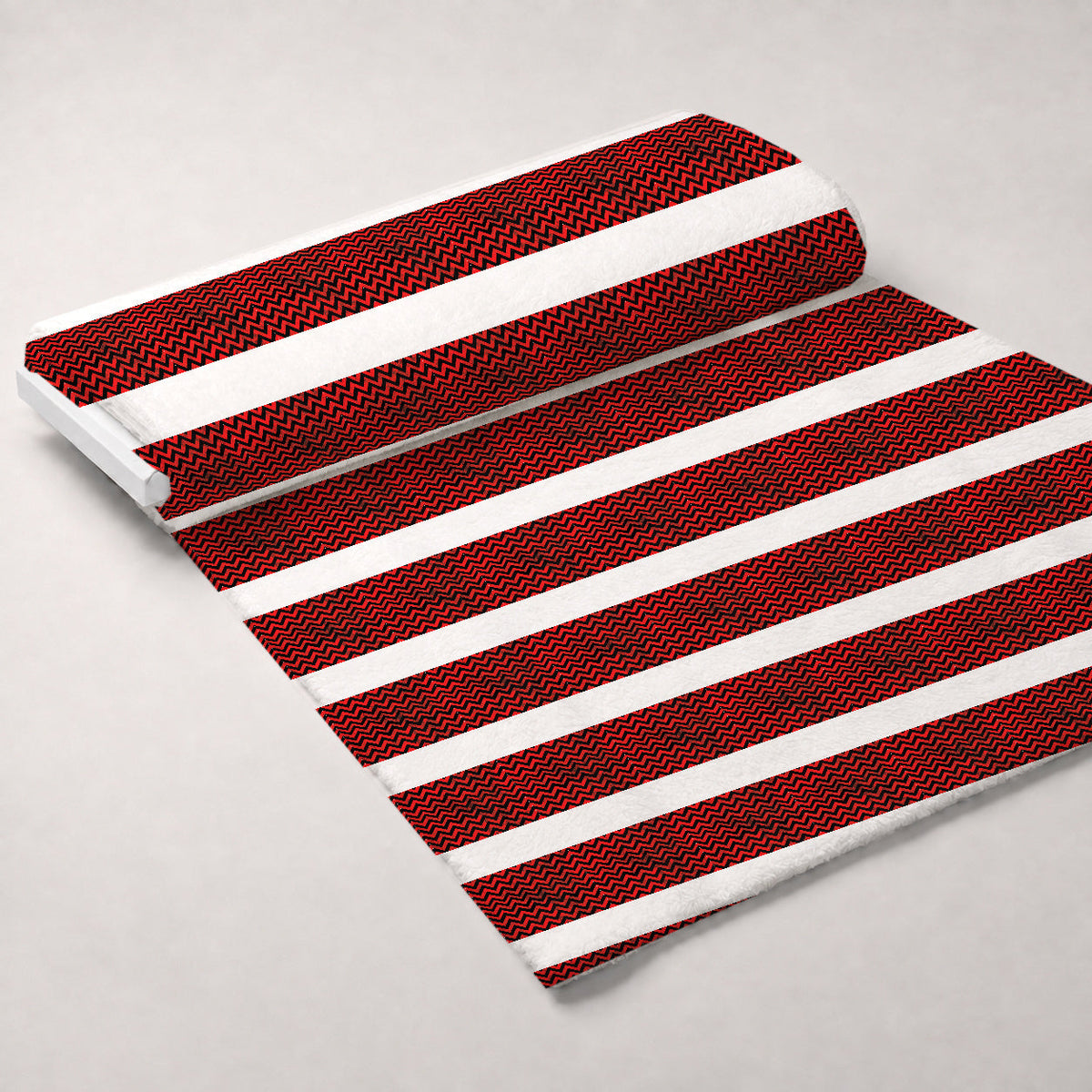 Grunge Red and Black Chevron Pattern Minky Fabric