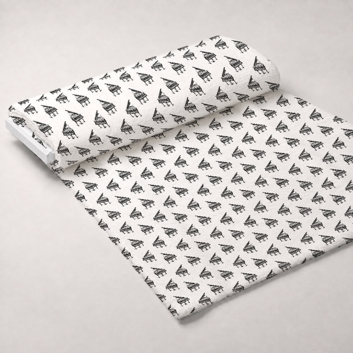 Hand Sketched Pianos Minky Fabric