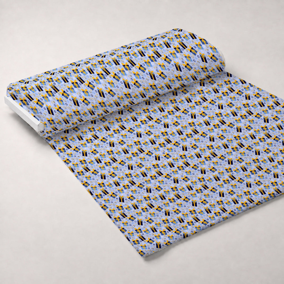 Hanukkah Gifts Pattern 16 Blue Minky Fabric