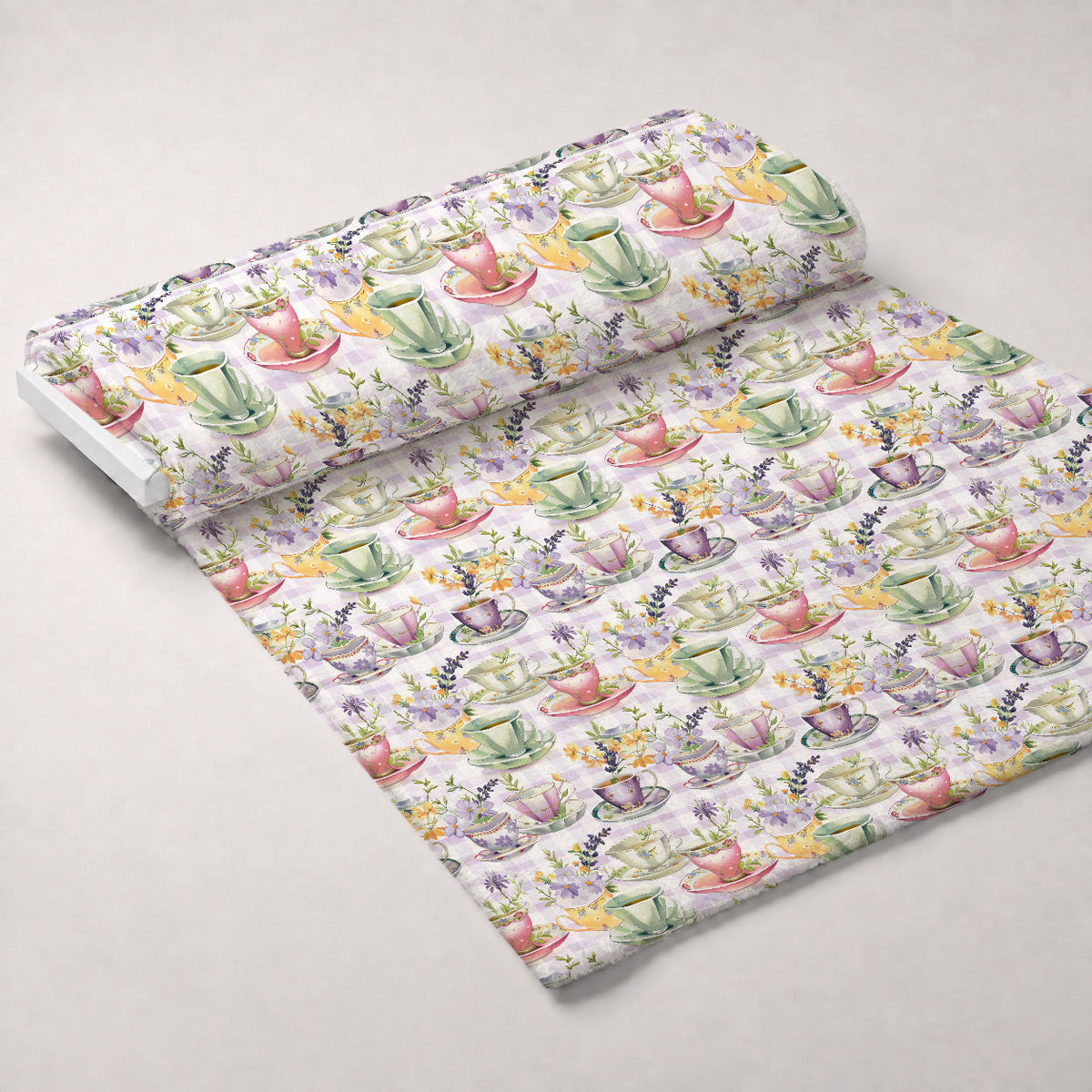 Lavender Teacups Pattern 1 Minky Fabric