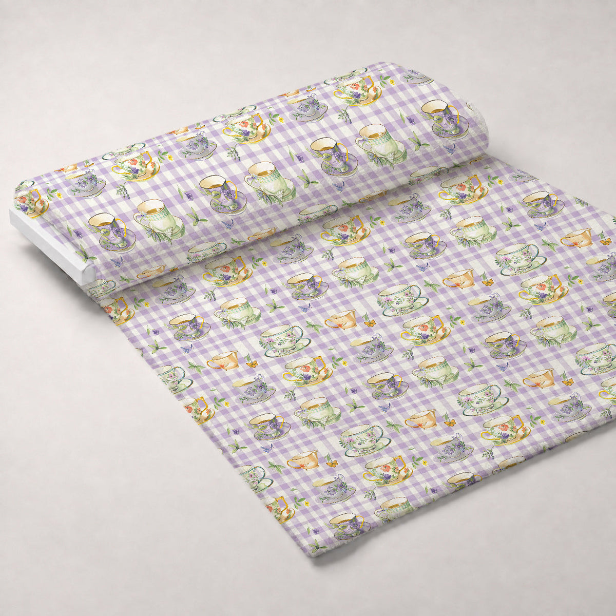 Lavender Teacups Pattern 2 Minky Fabric