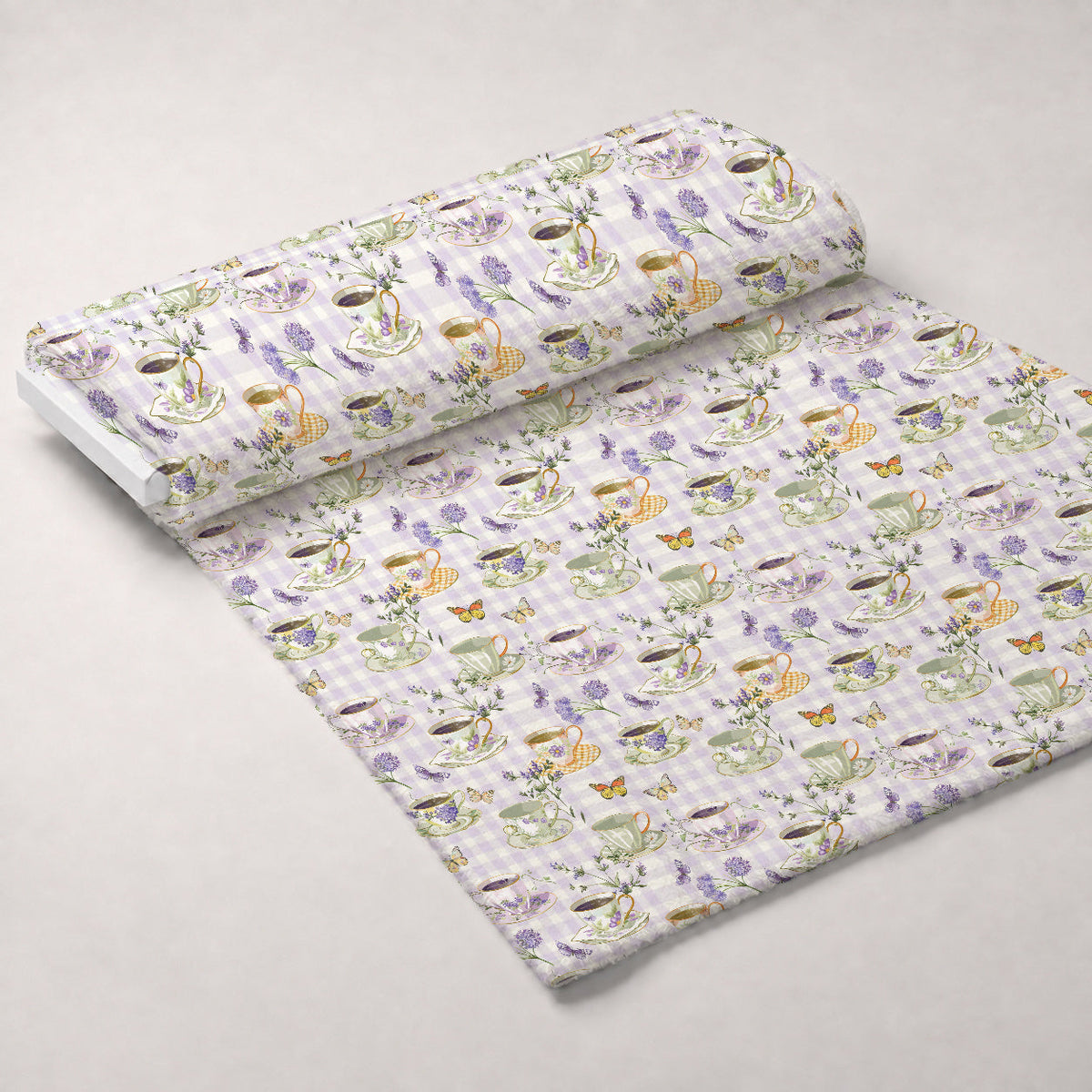 Lavender Teacups Pattern 6 Minky Fabric