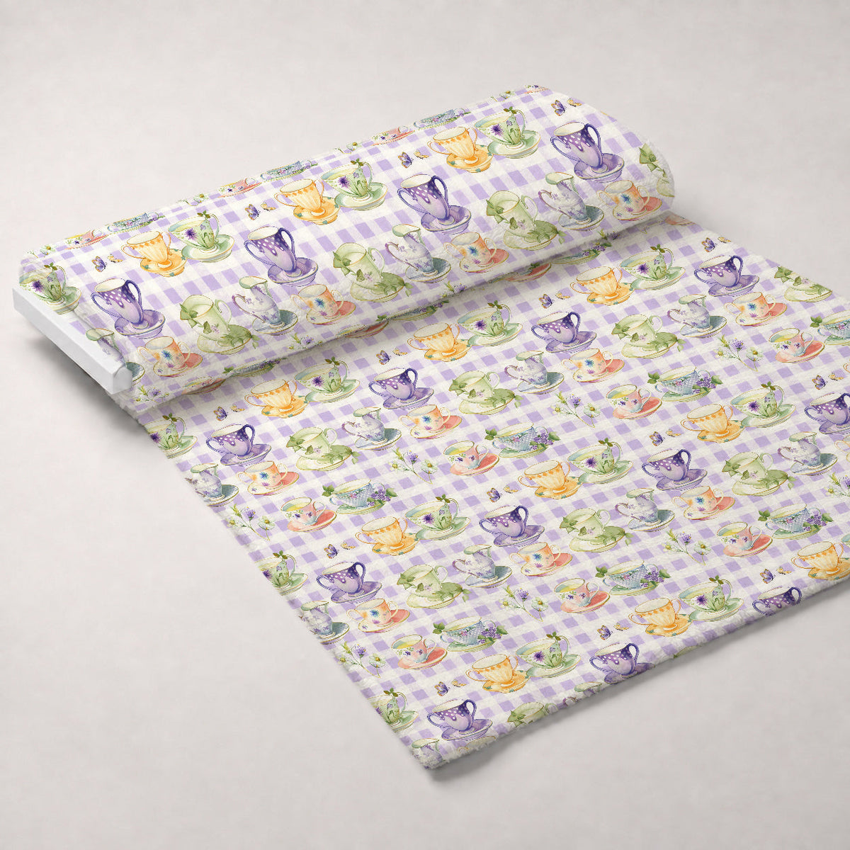 Lavender Teacups Pattern 8 Minky Fabric