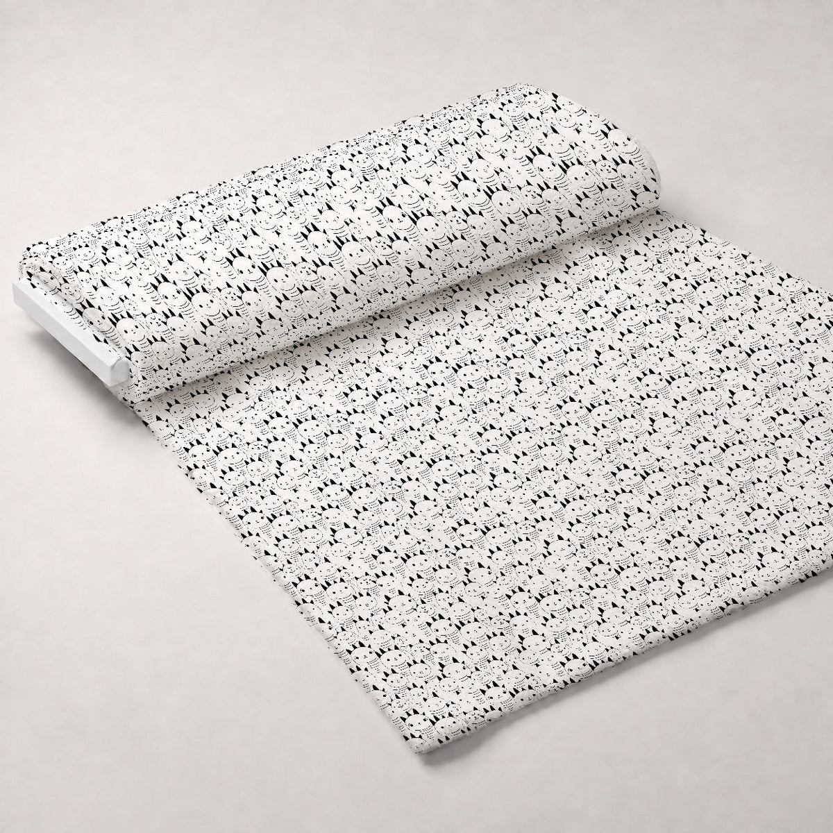 Monochrome Meows Pattern 2 Minky Fabric