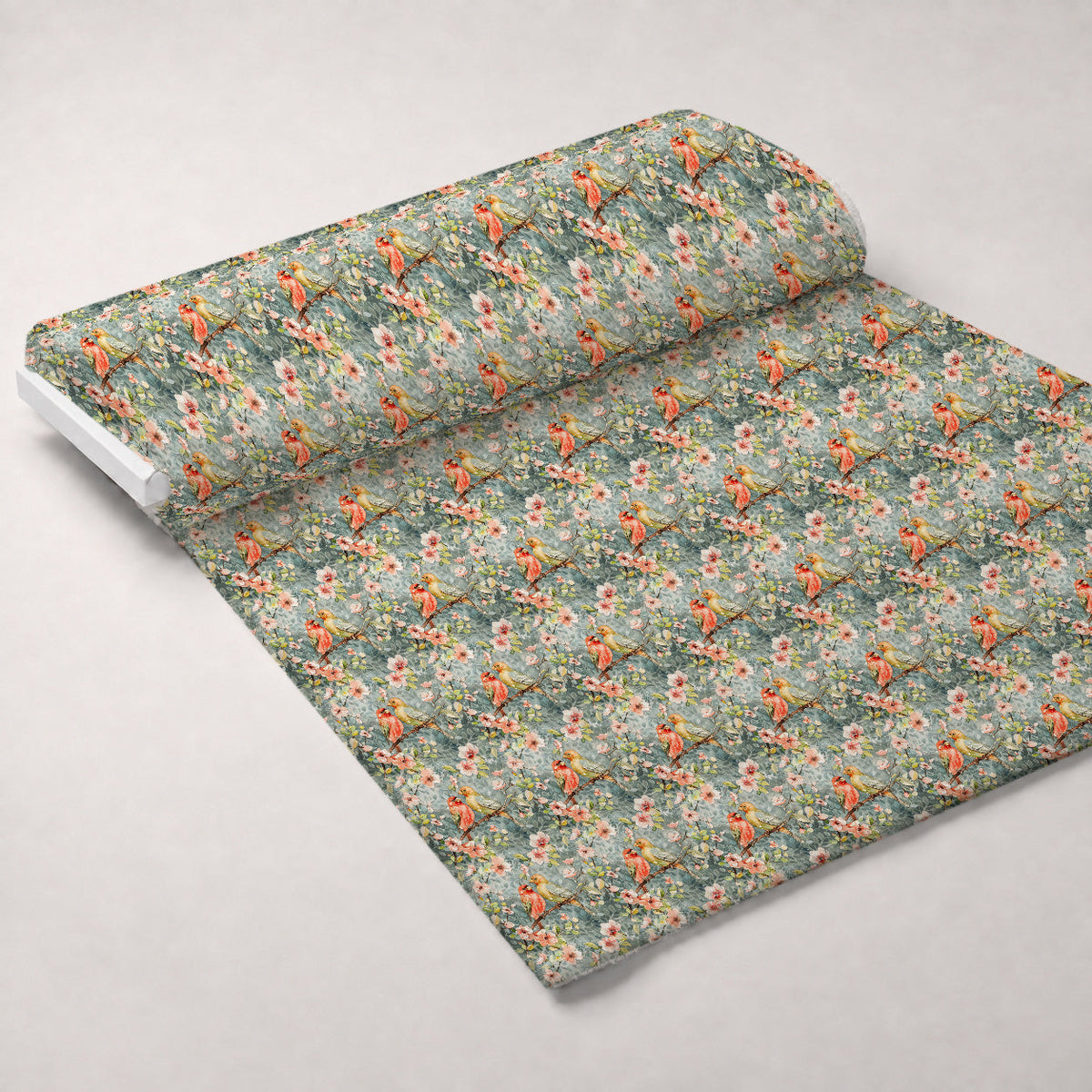 Painted Birds on a Branch Minky Fabric