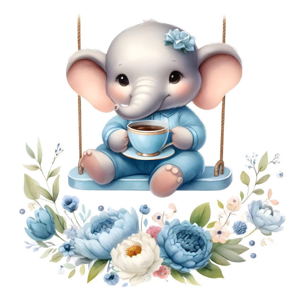 Baby Boy Elephant Fabric Panel 47