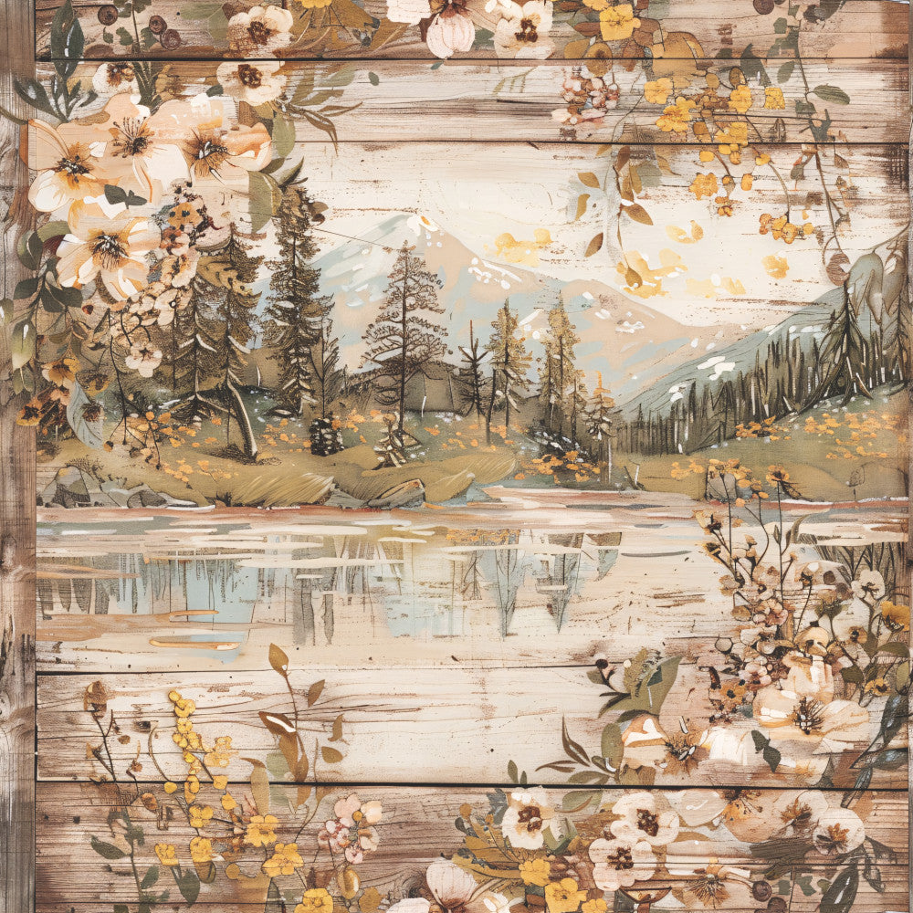 Yellowstone on Rustic Wood Fabric Panel 4