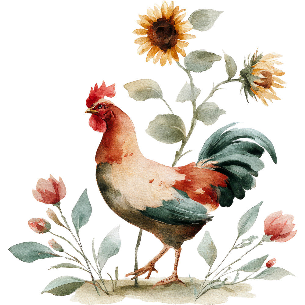 Farmhouse Chicken Decor Fabric Panel 58
