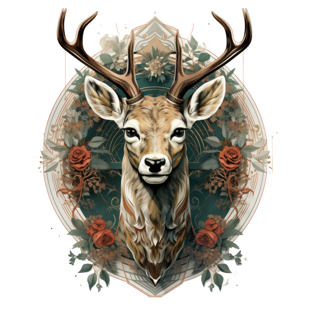 Vintage Deer Head Fabric Panel 4