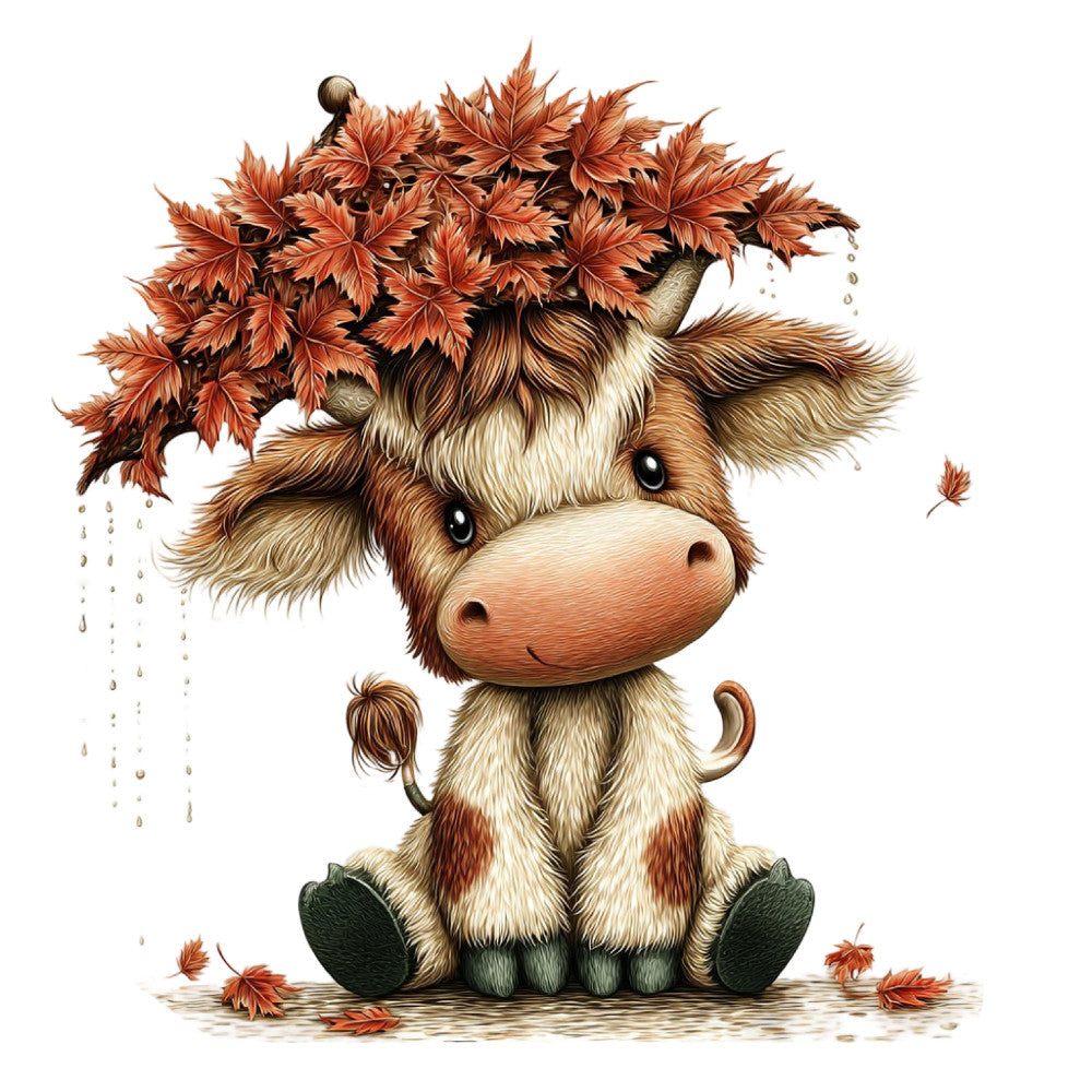 autumn, fall, whimsical, cute animals, highland cow, cattle, rust, burnt orange, cream, beige, tan, brown, forest green, nature, farmhouse, rustic, floral, maple leaves, seasonal, children's, baby, nurturing, gentle, woodland, cozy, harvest, adorable, illustration style, watercolor, sweet