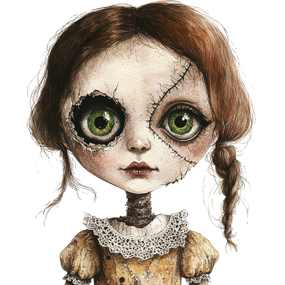 Creepy Dolls Fabric Panel 6