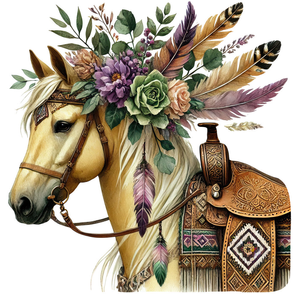 Boho Horses Fabric Panel 12