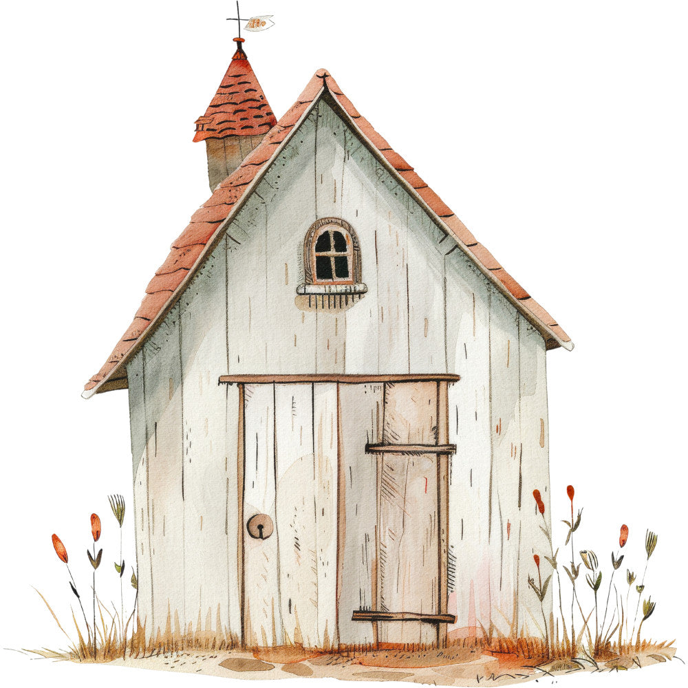 Watercolor Farm Fabric Panel 7