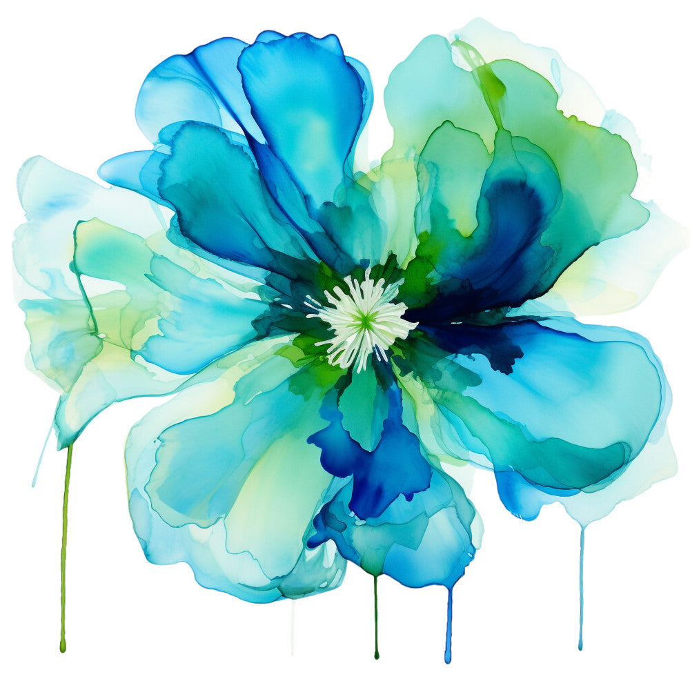 Alcohol Ink Flower Fabric Panel 22