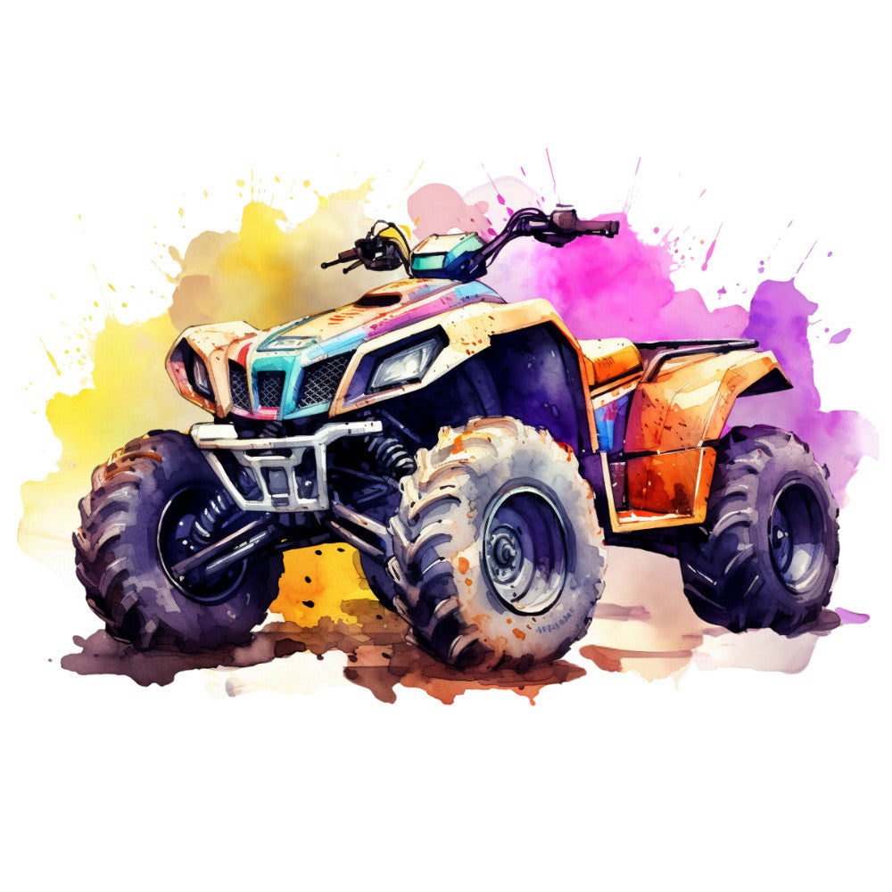 Watercolor Four Wheeler Fabric Panel 3