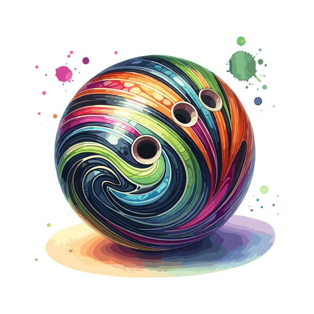 Watercolor Bowling Fabric Panel 8