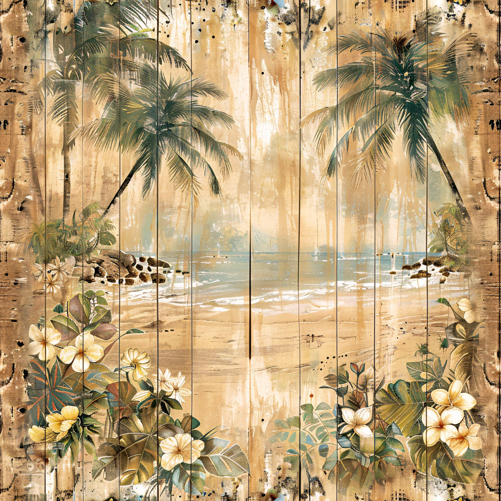 Tropical Beach Scenes Fabric Panel 7