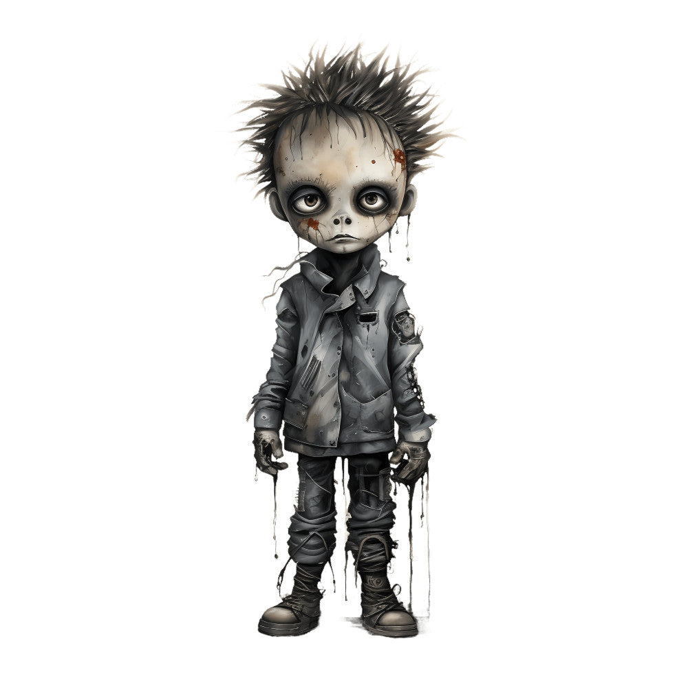 goth, gothic, dark, moody, monochrome, grayscale, charcoal gray, black, punk rock, alternative, edgy, spiky hair, character design, illustration, fantasy, steampunk, industrial, dystopian, rebellious, dramatic, expressive, emotional, contemporary, artistic, portrait, fashion, clothing, attitude, grunge, dark aesthetic