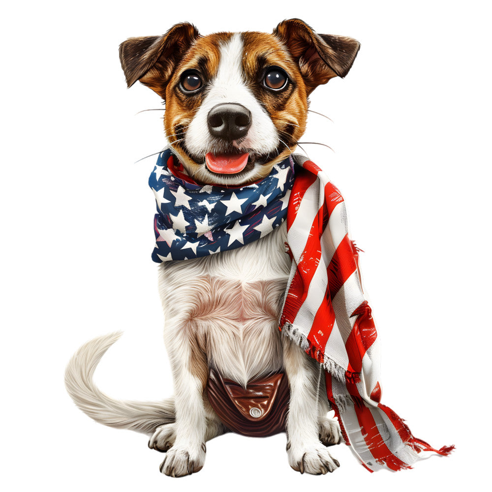 Dogs with American Flag Fabric Panel 12