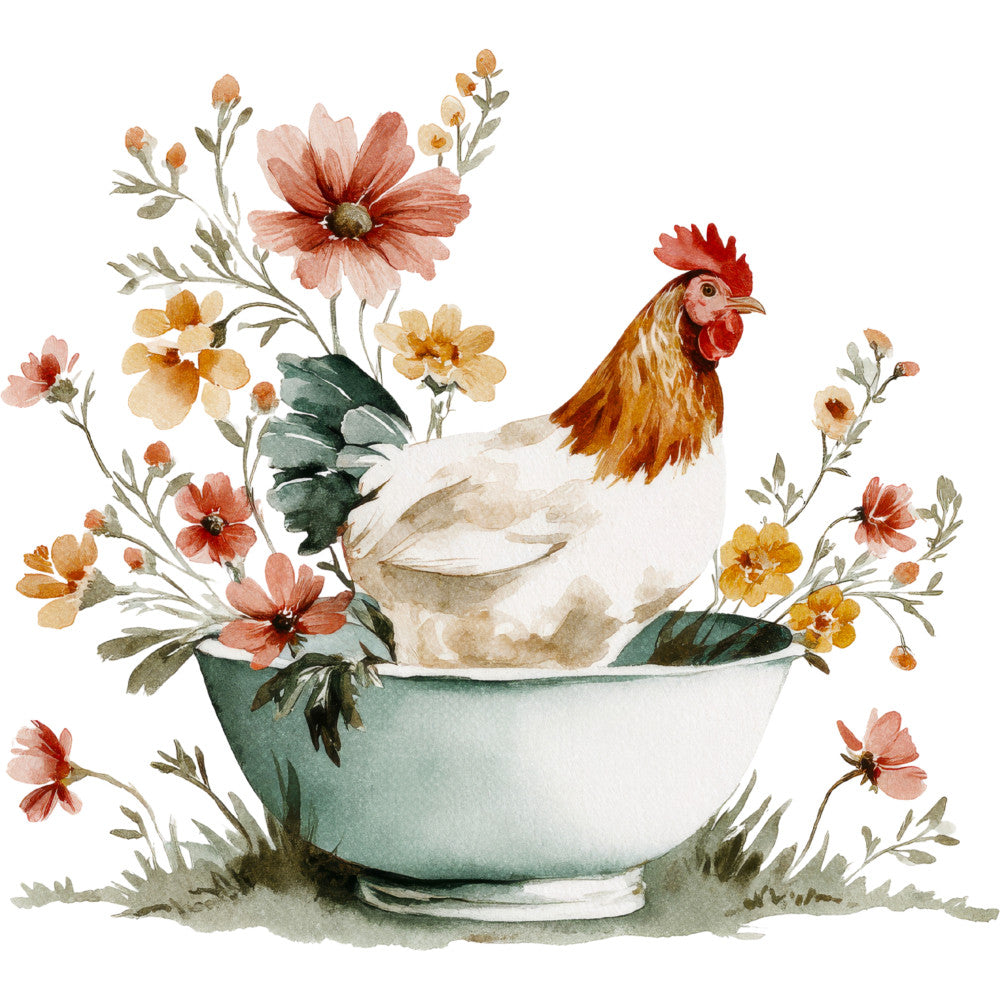 Farmhouse Chicken Decor Fabric Panel 50