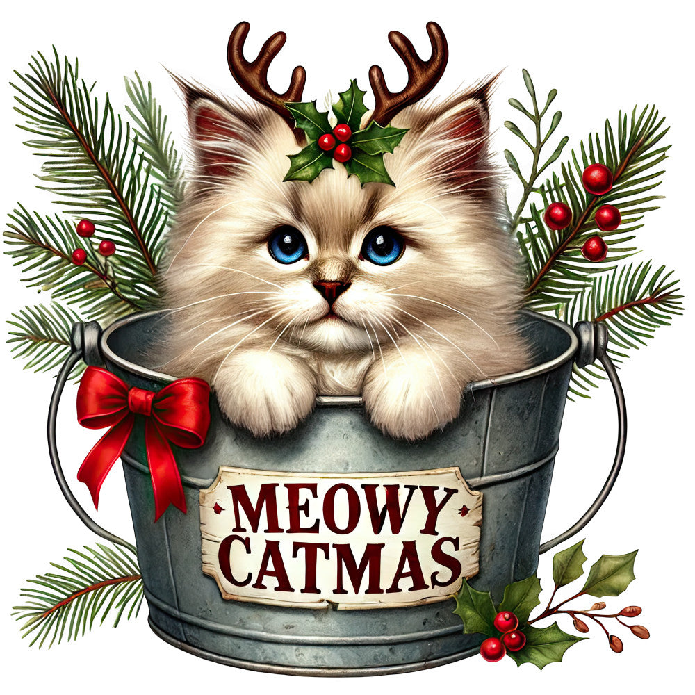 Meowy Christmas Fabric Panel 11