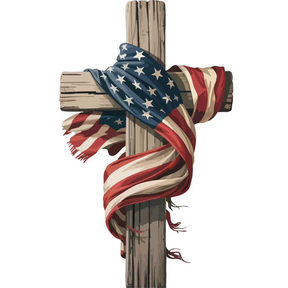 Flag Wrapped on Cross Fabric Panel 1