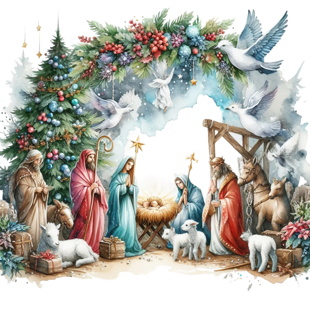 Detailed Christmas Nativity Scene Fabric Panel 21