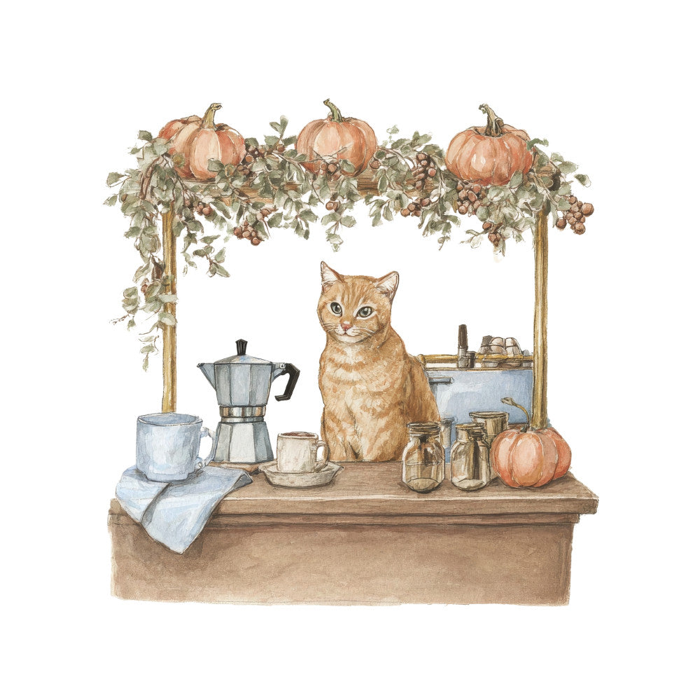 Cozy Autumn Cats Fabric Panel 12