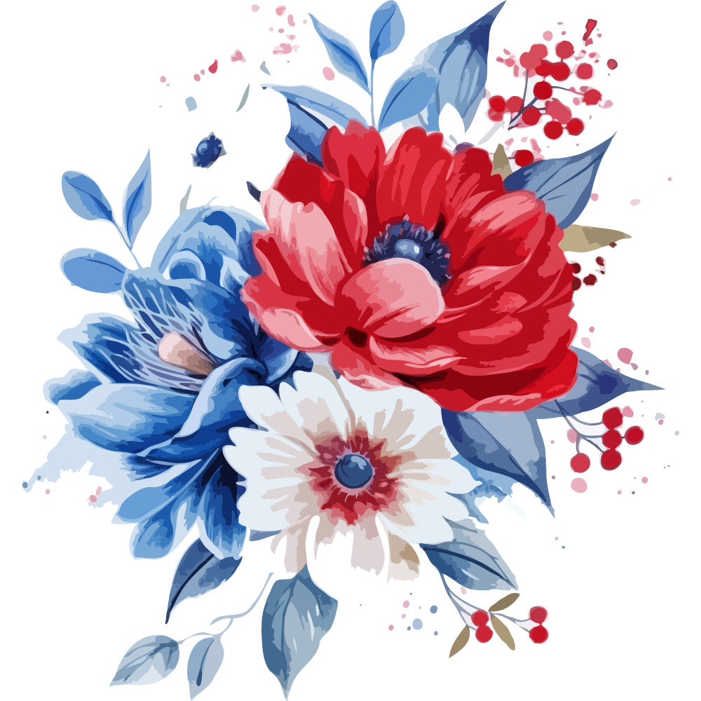 Watercolor 4th of July Fabric Panel 20