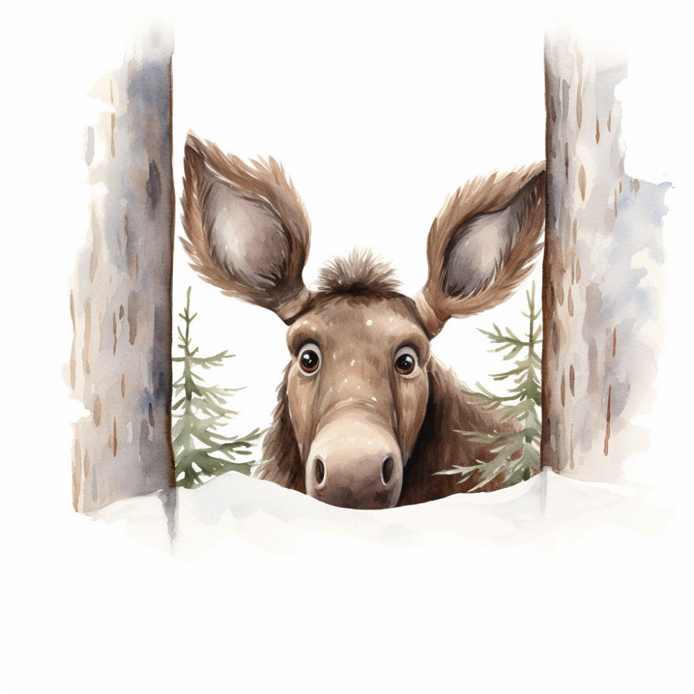 Peeking Moose Fabric Panel 9