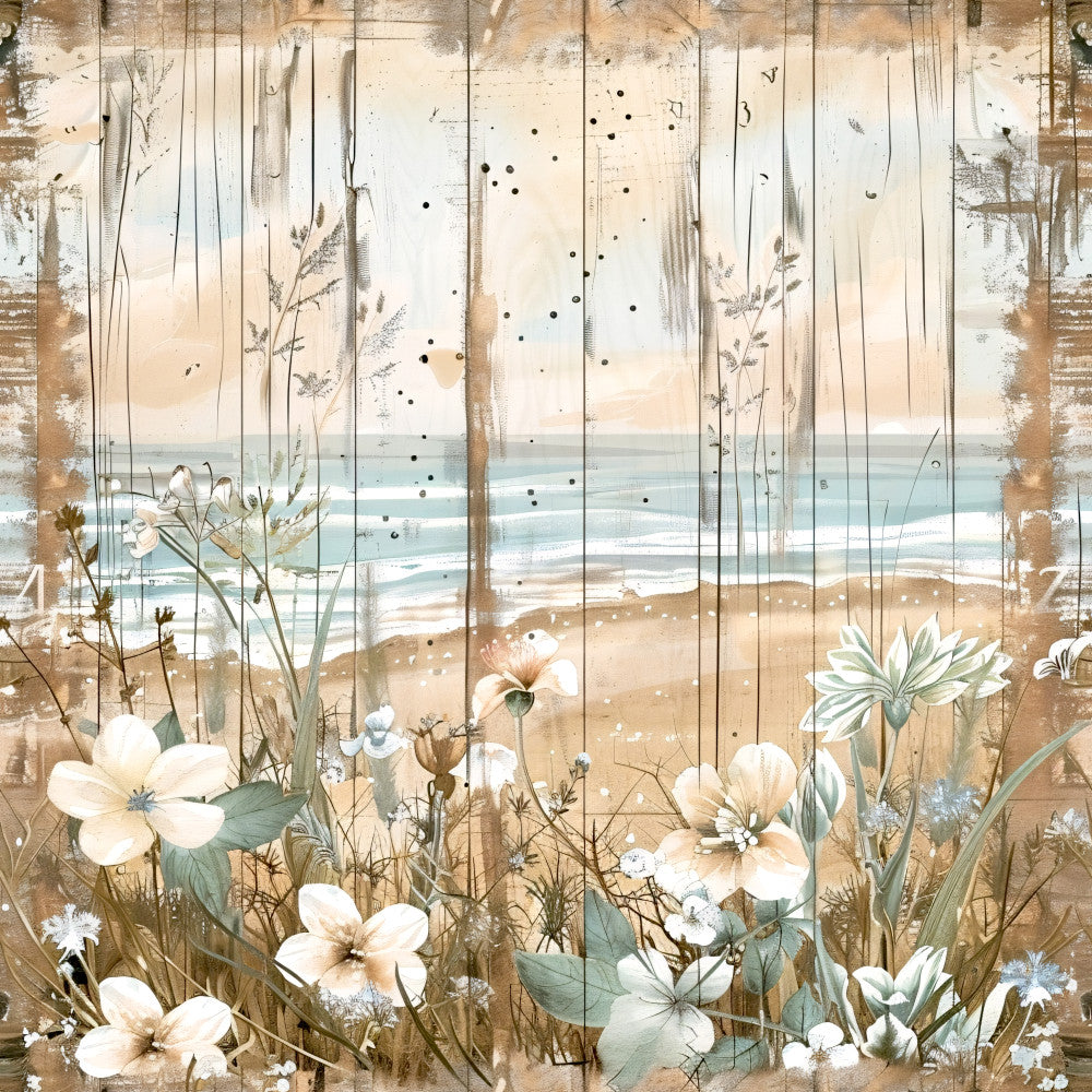 Floral Beach Scenes Fabric Panel 18