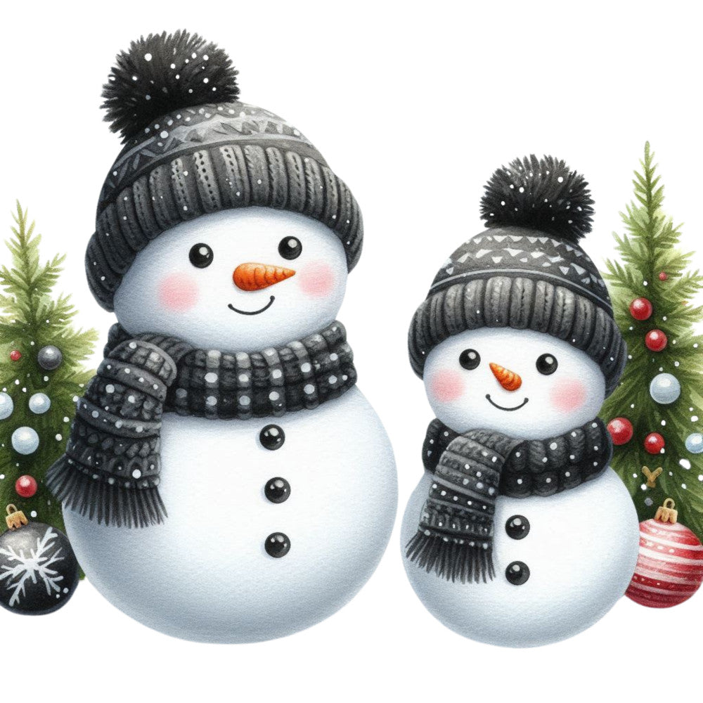 Black Hat Snowmen Fabric Panel 10